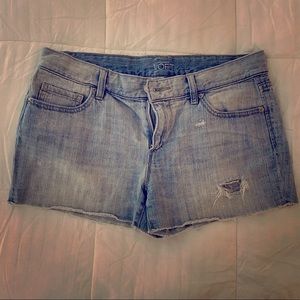 Distressed LOFT denim shorts